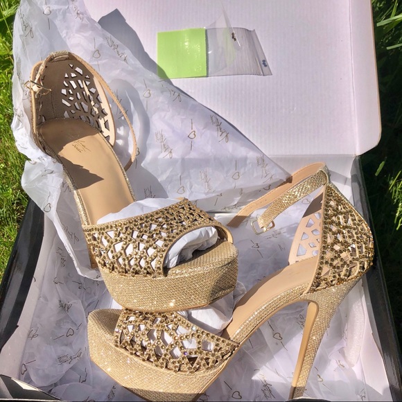 Gold Rhinestone Heels - Picture 3 of 6